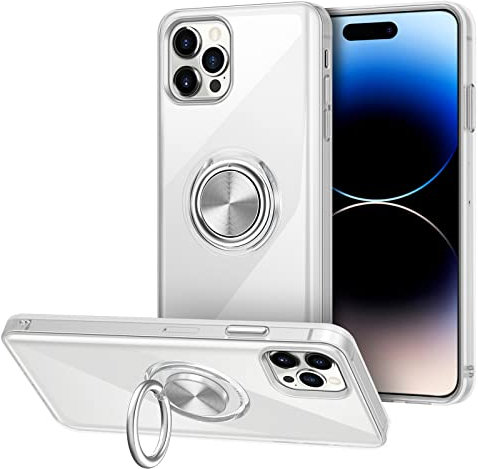 Vunake Compatible with iPhone 14 Pro Max Case with Ring Holder Soft TPU Crystal Clear Phone Case Shockproof Bumper Cover Transparent Ring Case Protective Case Cover for iPhone 14 Pro Max 6.7 Inch
