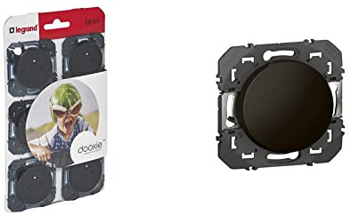 Legrand - Dooxie lot de 6 prises de courant surface avec terre noir composable & Interrupteur ou va-et-vient dooxie 10AX 250V~ finition noir - emballage blister