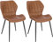 WOLTU Lot de 2 Chaises Salle à Manger, Chaise Scandinave, Chaise de Cuisine, Chaise Salon, Assise Rembourrée, Chaise en Simili Cuir, Brun, Pieds en Métal, BH357br-2