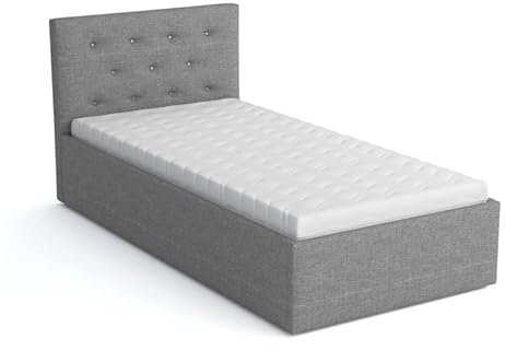 bonni Polsterbett Star 80x180cm Bett mit Matratze und Lattenrost Einzelbett Jugendbett Öko-Leder Polsterstoff und Kopfteil Glamour Stil (Grau)