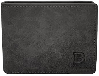 WisePoint Schlanke Geldbörse für Herren, PU-Leder, Geldbörse mit 8 Fächern, Bifold Kreditkartenetui mit Münzfach mit Reißverschluss, Schwarz, Retro