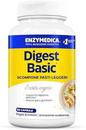 Enzymedica Digest Basic, Enzymformel, reduziert Blähungen und Völlegefühl, verbessert die Nährstoffaufnahme und Energie, glutenfrei, milchfrei, 90 Kapseln