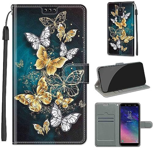 Handyhülle für Samsung Galaxy A6 2018 Hülle, Klapphülle Samsung A6 2018, mit [Kartenfach] [Magnetverschluss] Flip Stoßfeste Handyhülle kompatibel Samsung Galaxy A6 2018