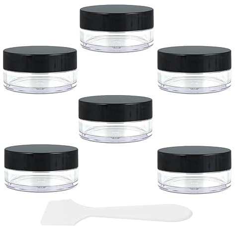 Petits pots vides transparents, lot de 6 mini pots de crème avec spatule, pot vide de 5ml pot transparent, set de petits pots de voyage, pour lotion, crème, mini-bougies, cosmétiques, contenants