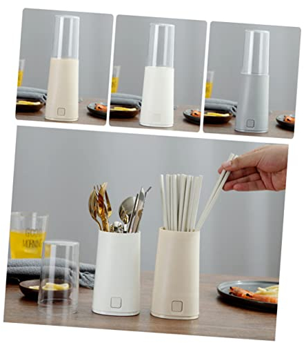 BESTonZON Porta Utensilios Porta Cubiertos Con Tapa Drenaje De Palillos Utensilios De Cocina Soporte Para Palillos Estante De Almacenamiento De Cuchara Vajilla Con Cubierta