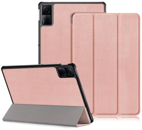 DINGGUAGUA Case for Xiaomi Redmi Pad SE 11 inch Tablet 2023 Cover,Slim Stand Hard Back Shell Cover with Auto Wake/Sleep,Rose gold