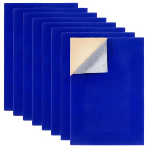 GORGECRAFT 8Stk Blaue Klebefolien Mit Selbstklebender Rückseite Aus Stoff Selbstklebend Zum Abziehen Und Aufkleben Aus Filz Langlebiges Blatt Für DIY-Kunst Schubladen Basteln Schmuckschatullen Dekor