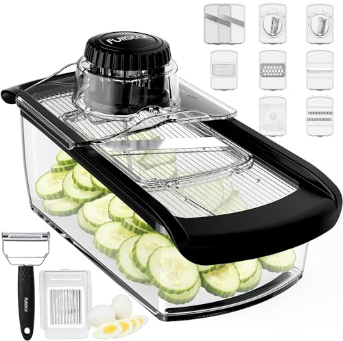 Fullstar Cortador de mandolina para cocina, cortador de pepino, rallador de queso y cortador de verduras para cocinar, organizador de utensilios de cocina y guante de seguridad incluido (11 en 1,