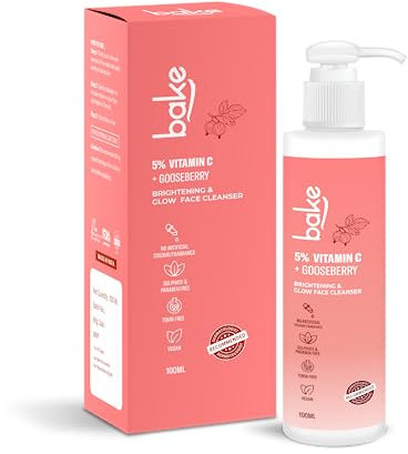 BAKE 5% Vitamin C Face Wash For Pigmentation & Skin Brightening With Gooseberry | Daily Glow Face Wash | All Skin Types | For Women & Men (100 Ml)