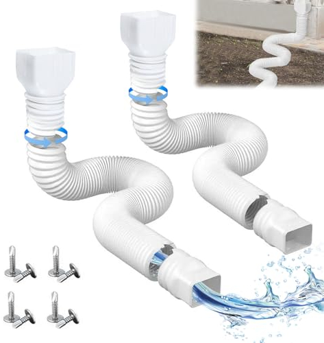 2 piezas de Bajante para Canalón de Lluvia, Drenaje de Agua de Lluvia Extensión de Bajante Conector de Canalón Extensión de Tubo de Bajada para la Mayoría de Bajantes, Blanco
