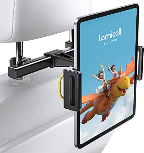 Lamicall Car Tablet Holder, Headrest Tablet Mount - Aluminium Universal 360 Rotating Car Seat Stand Cradle for all 4.7-13 Tablets, iPad Pro 13, 10.5, 9.7, iPad Air mini 6 5 4 3 2, Switch, Tab, Phones