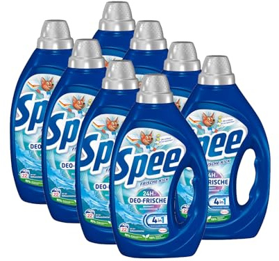 SPEE Deo-Frische Frische-Kick Waschmittel 8x 22 WL (176 Waschladungen), Flüssigwaschmittel mit 4 + 1 Formel bekämpft Alltagsgerüche für 24 h Deo-Frische, Vollwaschmittel für Temperaturen ab 20°C