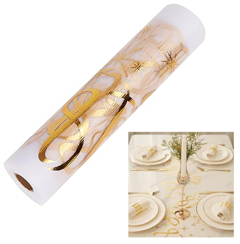 Tischläufer Geburtstag, 18. Tischläufer Gold Glänzend Junge Tischdeko 18 Geburtstag Tischband 18 Mädchen Geburtstags Feier Tischläufer Dekoration für Partys (5M x 28CM)