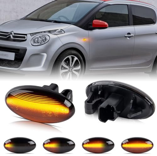 POPMOTORZ LED Blinker Schwarz mit Canbus Fehlerfrei für 107 206 207 307 407 607 Partner Expert C-itroen C1 C2 C3 C5 C6 Xsara Picasso Berlingo Jumpy, 2 Stücke