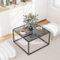 YMYNY Glass Coffee Table, Tempered Glass Square Coffee Tables With Metal Frame, Unique Modern Table for Living Room Home Office 68 x 68 x 40CM, Black Grey, HCT001H
