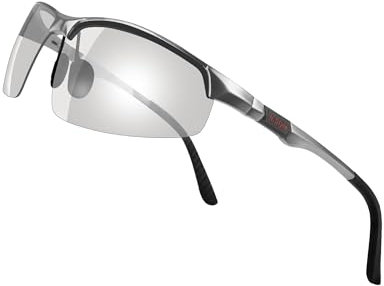 Jexmigo Sunglasses Mens 22g Ultra-Light Polarized Glasses Al-Mg Photochromic anti glare Sunglasses for Driver UV400-Protection Sports Sunglass for Golf Cycling Running Fishing (Grey)