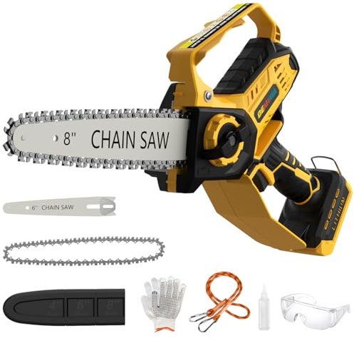 Mini motosierra para batería Dewalt de 20 V máximo, motosierra eléctrica inalámbrica 2 en 1 de 8 y 6 pulgadas con motor sin escobillas y engrasador automático, mini motosierra de mano de 800 W para