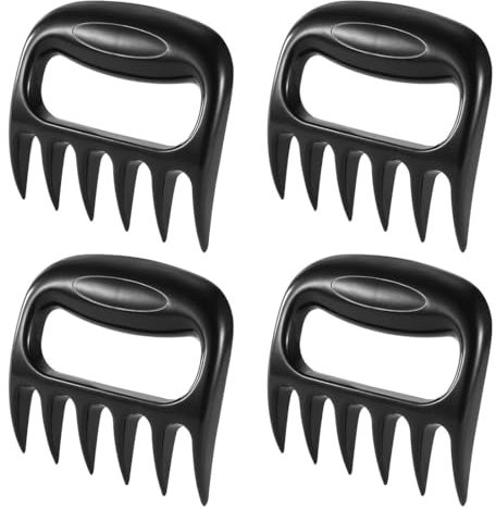 QOMJUFA 4 Stück Pulled Pork Krallen, Pulled Pork Gabeln, Meat Claws, BBQ Fleischkrallen,Zerkleinerungskrallen zum Zerkleinern und Mischen, zum Zerkleinern von Pulled Pork, Huhn, Rindfleisch