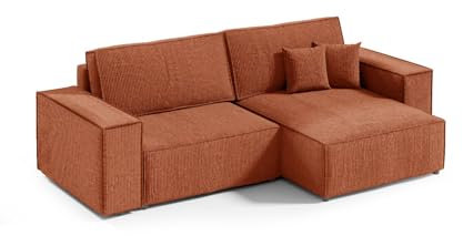 KEF-MEBLE Ecksofa Porto – L-Form Mini – 257x85x148 cm – Mit Schlaffunktion – Liegefläche 135x200 cm – Universell Rechtsseitig und Linksseitig - Poso 41