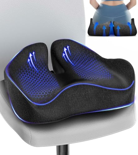 Airllantry Seat Cushion, Memory Foam Pressure Relief Coccyx Cushion for Tailbone Pain, Extra-Large Butt Pad for Office Chair, Car Seat, and Gaming Chair Pain Relief, Extra Cover