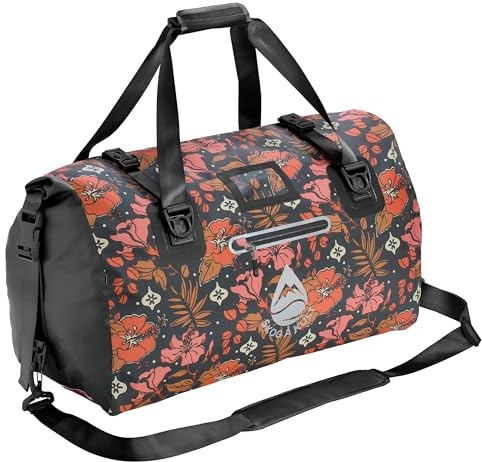 Skog Å Kust Duffelsak Strapazierfähige wasserdichte Reisetasche – Ausrüstungstasche für Sport, Reisen und mehr – 40, 60 und 90 Liter Größen, Hibiskus, 60L