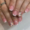 24pcs French Tip False Nails - Square Fake Nails - Press on Nails Short - Daisy Flower Removable Glue on Nails - Pink Fake Nails Full Cover Nail Art Decoration