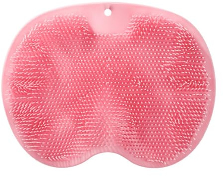 RQzaufania Duschfotskrubbare, Fotmassagematta med Halkfria Sug, Rengör, Peeling, Masserar Dina Fötter Utan att Böjas (Rosa)