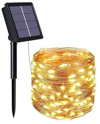 Volunx Solar LED Lights Warm White 20M/65ft 200LED Christmas String Lights Outdoor, 8 Modes, Solar Garden Light Waterproof Copper Wire, Tree Patio, Yard, Party, Wedding, Decor