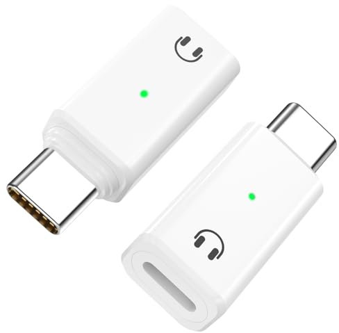 MoKo Lightning to USB C Earphone Audio Adapter Support Line Control(Not for Microphones/Charging/Data Transfer), 2Pack USB C to Lightning Headphone Adapter for iPhone 16 15 Pro Max Plus, iPad,White