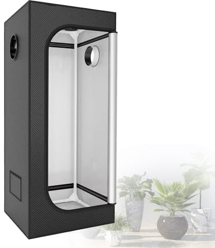 Growzelt, Growzelt Komplettset Anzuchtset mit Dimmbaren LED Wachstumslampen, 600D Oxford Tuch, Hygrometer, für Zimmerpflanze, Gemüse,70 * 70 * 160cm-GrowTent