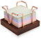 Wood Sticky Note Holder, 3 x 3 inch Self-Stick Note Memo Pad Holder for Desk, Notepad Dispenser for School Office (Rose Gold)