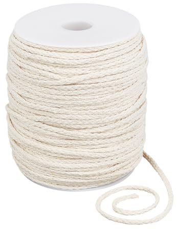 PH PandaHall 100m Cordino Piatto Cordoncino di Ricambio Cordoncino In Cotone Da 4mm Cordino per Macramè Cordino Piatto In Cotone A 8 strati Fili Intrecciati per Cucire Indumenti Borse Cuscini
