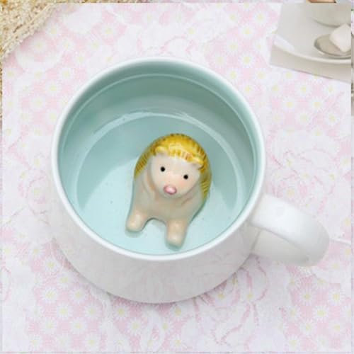 3D Animal Ceramic Coffee Mug, Coffee Milk Tea Ceramic Mugs, Cute Hedgehogs in Mug, 3D Animal Morning Cup, Graduation Birthday Gifts Valentines Mothers Day Christmas for Teacher Friend