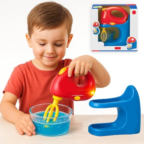 Toyana Toy Mixer Blender for Kids, Realistic Lights & Sounds Pretend Play Kitchen Appliance with Bowl, Role Play Educational Kitchen Toy, Creative Activity Gift Set for Children 3+ Years