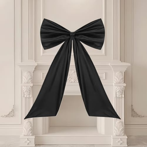 XGOPTS Große Satinschleife, 65 x 105 cm Geschenkschleife Samtschleife Groß Dekoration Schleife für Partydekoration, Wanddekoration, Hochzeit, Heimdekoration, Autokoration (Schwarz)