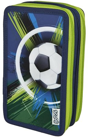Scooli - Tripledecker Soccer Champ - Gefülltes Schüleretui mit hochwertigen Stiften & Zubehör - Ideal für Schule, Freizeit und unterwegs - ab 6 Jahren