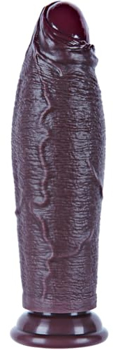 Godemiché réaliste non circoncis de 26 cm, 6 cm de diamètre, noir et épais, avec ventouse, en silicone double densité, prépuce long et large, pour utilisateurs expérimentés