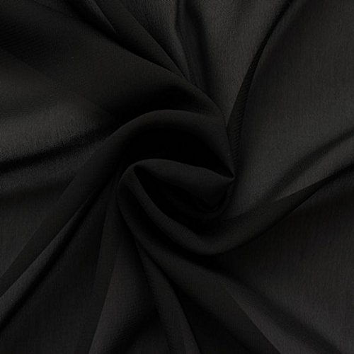STOFFKONTOR Polyester Chiffon Stoff - Meterware, Farbe Schwarz - zum Nähen von Bekleidung, Schleiern, Dekorationen usw.