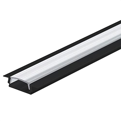 INNOVATE 2m LED Schiene - Aluminium T - Profil - Aluprofil für LED Stripes/Streifen - LED Kanal - Alu Leiste –(Alu T-Profil Mini 12mm schwarz - flache klare Abdeckung)