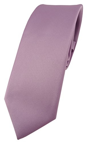 TigerTie Herren Krawatte – schmale 5,5 cm Krawatte in flieder einfarbigem Design, ideal für Geschäftstermine, festliche Anlässe und die Freizeit