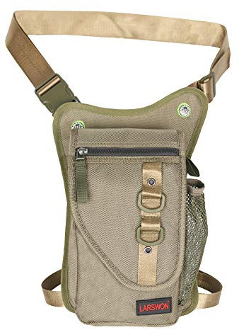 Larswon, Oberschenkeltasche – Taktische Hüfttasche für Motorrad, wasserdicht, Grün (Army Green), Medium, Leichtgewichtig