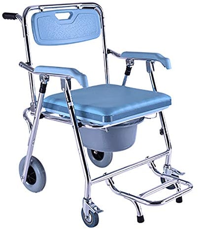 ZYFA Fahrbarer Toilettenstuhl Nachtstuhl, Klappbarer Toilettenrollstuhl, Medical Toilettenhilfen