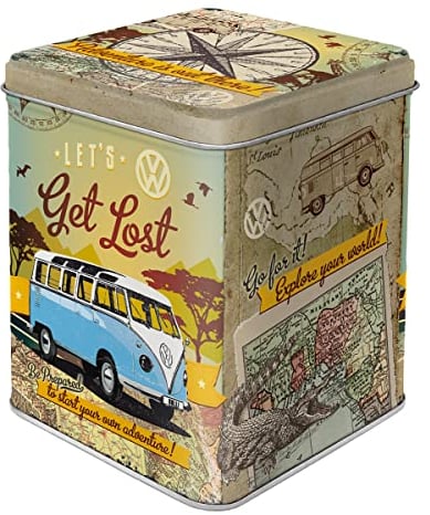 Nostalgic-Art Retro Teedose Bulli – Let's Get Lost – VW Bus Geschenk-Idee, Aufbewahrung für losen Tee und Teebeutel, Vintage Design, 100 g