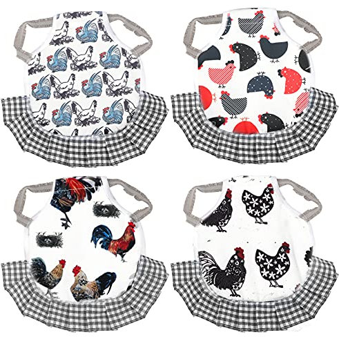 AIEX 4 Teiliger Hühnersattel Klein Hühnerschürze mit Elastischen Trägern Rückenflügelschutz Pflegezubehör für Geflügelfedern für Hühnerentengans (Schwarz)