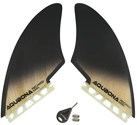 AQUBONA Twin Keel Fins, Single Tab Dual Tabs Fins Surfboard Fins, Twin Fin Fishtail Surfboard Fins Twin Keels - Smooth Fiberglass Flex