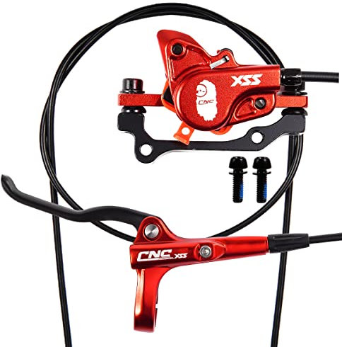 Chooee Freni Idraulici MTB per Bici, Freno Idraulico Anteriore Destro 800mm,Freno Idraulico Posteriore Sinistro 1450mm，Rosso