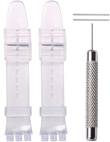 WRISTARMOR Lot de 2 bracelets de rechange en silicone de 17 mm pour Swatch GS124 GW164 GB274 Lady résistant à la transpiration avec outil (transparent, plastique)