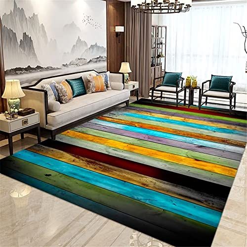DJHWWD Kinder Zimmer blau Teppich draußen Kinderzimmer Teppich Teppich Salon blau verschwommen Streifen Vintage Wohnzimmer Teppich weich 200X300CM Teppich Rund Kinderzimmer Teppich Klein