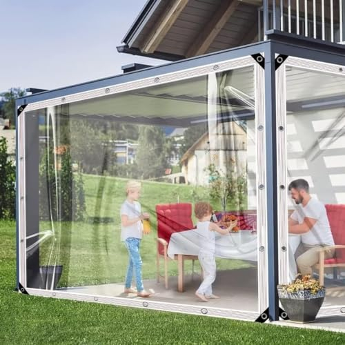 Lona transparente para exteriores, 2 x 3 m, cubierta de invernadero para mascotas, de PVC impermeable, con ojales