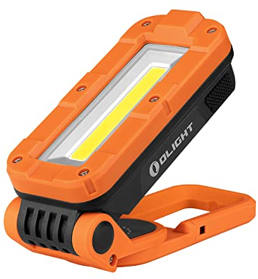 OLIGHT Swivel Pro Luce da Lavoro LED COB Lampada da Officina USB Ricaricabile Luci di Ispezione, 1100 lumen Super Luminosi per Campeggio, Pesca, Officina, Emergenza, Riparazione auto (Arancia)